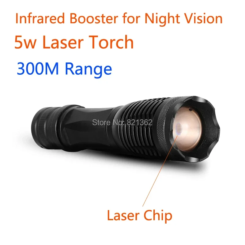 5w Laser Flashlight 300M Range Available Laser Torch Infared LED Torch Booster Tactical for Hunter