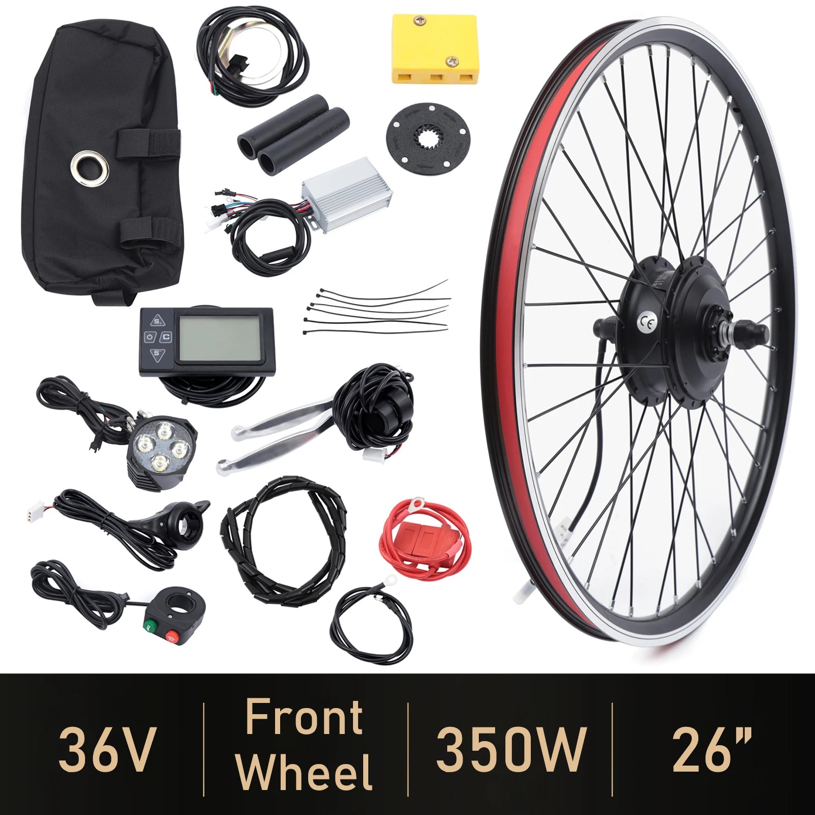 

Electric Bike Conversion Kit with LED Display Controller, Front Wheel Hub, Powerful E-Bike, PAS Brake, 26 ", 36V, 350W