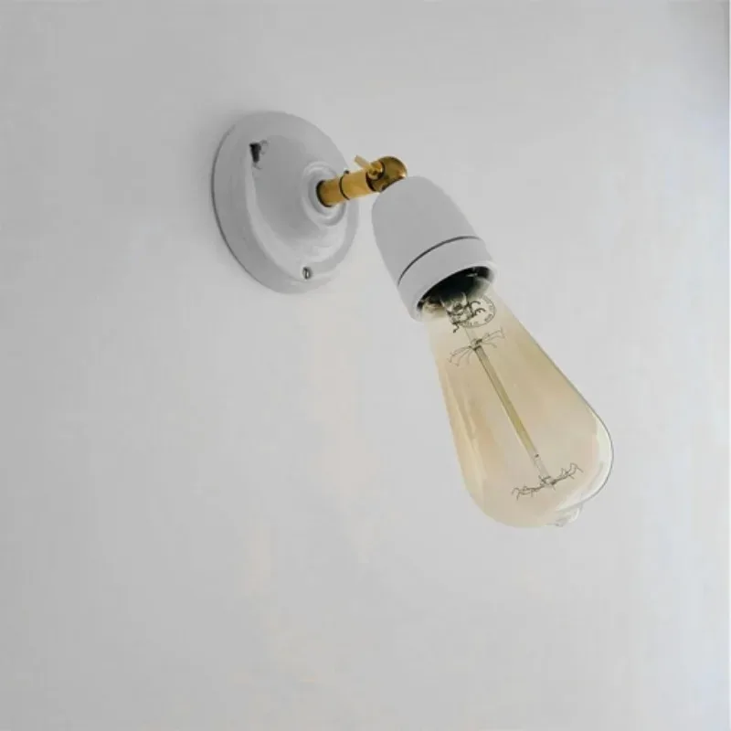 White Black Ceramic LED Adjustable Angle Wall Light Fixtures Copper Arm E27 Socket Lamp for Bedroom Beside Corridor Living Room
