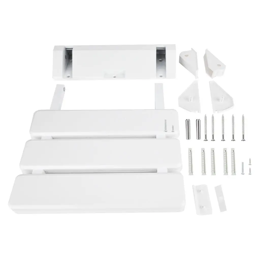 Wall-Mounted Shower Seat Aluminum Alloy Stool Folding Space-Saving Shower Bench Home Bathroom Sauna Room Use