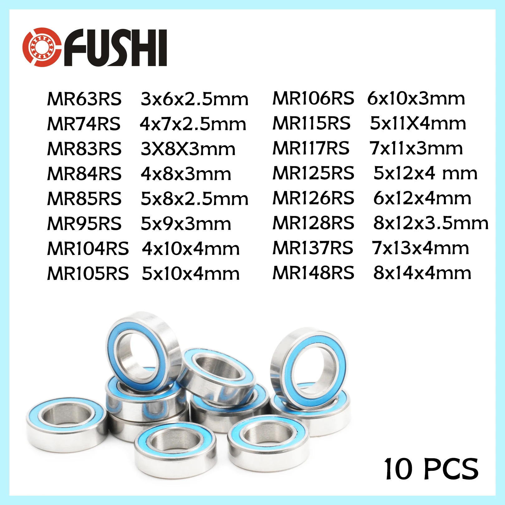 Miniature Ball Bearing 10PCs MR Series MR63 M74 3x6x2.5 4x7x2.5 4x8x3 5x8x2.5 5x10x4 5x11x4 6x12x4