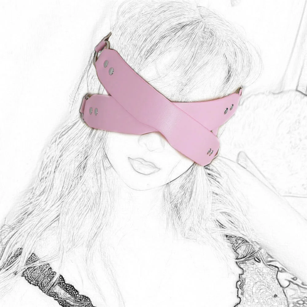 Punk Cross Blindfolds Masks PU Leather Half Face Mask Cosplay Costume Accessory Women's Sexy Masquerade Parties Clothing Bondage Gear SM Products_voghion.com