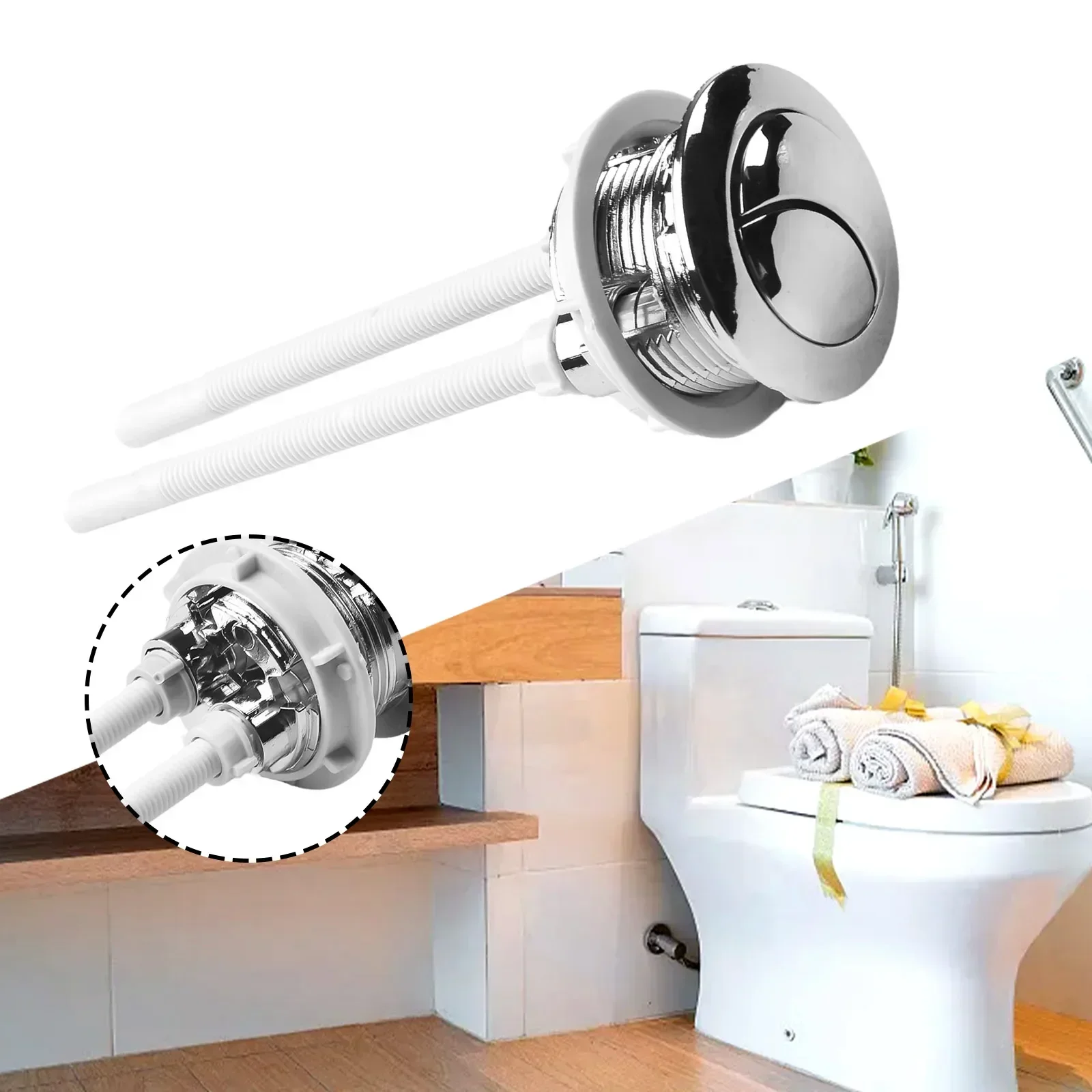 38mm Universal Dual Flush Toilet Water Tank Button Round Valve Push Button Flush Toilet Seat Water Tank Valve Bathroom Accessory