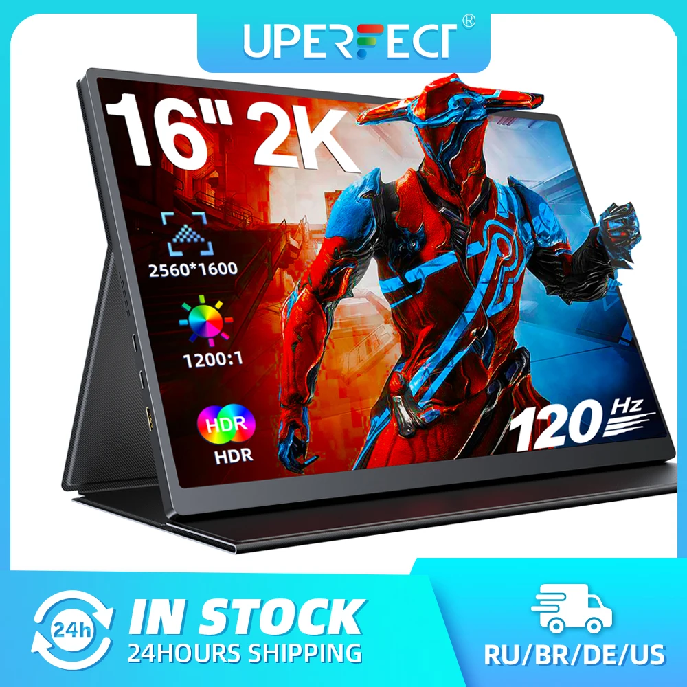 

UPERFECT 16" 2K Portable Monitor 2560*1600 16:10 100%sRGB 500Cd/m² 120Hz Gaming Display For Xbox PS5 Switch Laptop Mac Phone