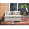 Outdoor Sectional 2-Piece Wicker Sofa in Pearl Gray, w 2 Stripe Pillows, Gray Cushions Elegant Patio Furniture Add-on Armless C 3