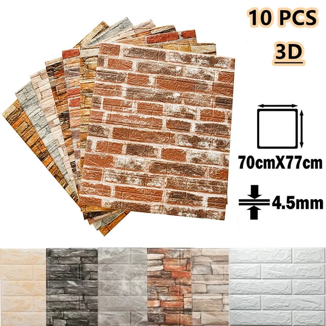 3D imperméable à l'eau carreaux de mur de briques 70x77cm autocollants  panneau de mousse auto-adhésif (10pcs ensemble )