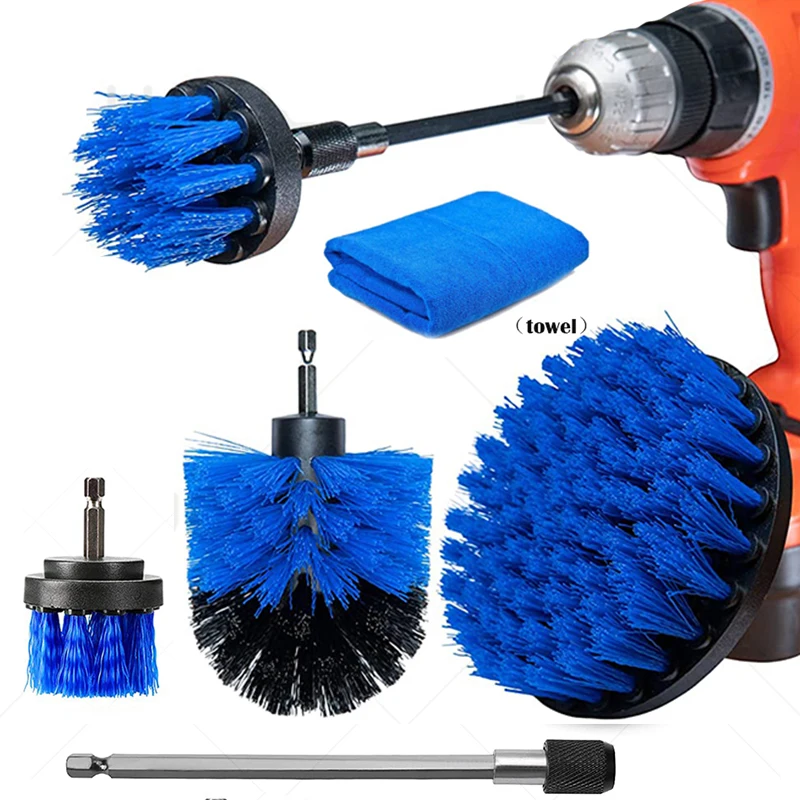 

2/3.5/4/5'' Electric Scrubber Brush Drill Extension Rod All Purpose Cleaner Car Detailing Brush Tool Rim Brush Set Car Cleaning