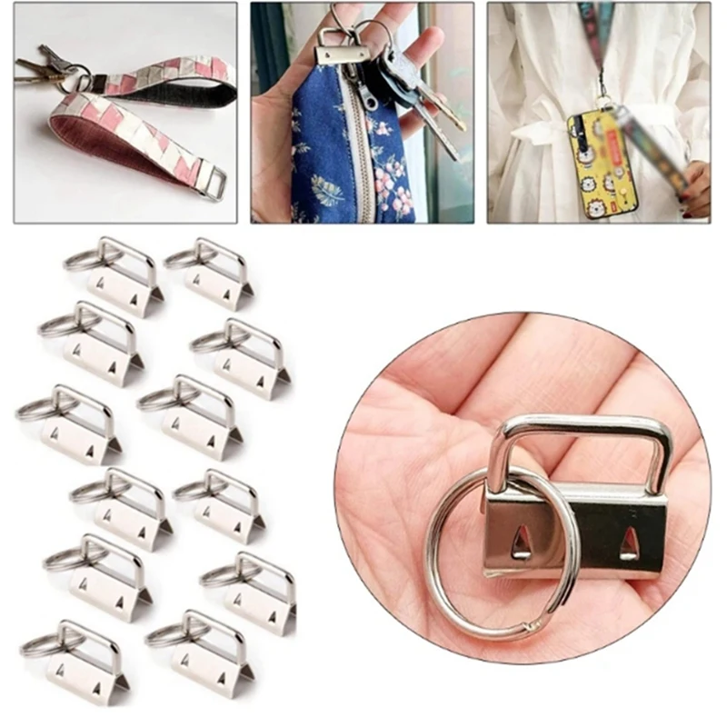 50 Portachiavi Metallici Con Morsetto 1 Pollice + Pinza Di Montaggio | Kit Accessori Per Portachiavi E Cinghie Fai Da Te
