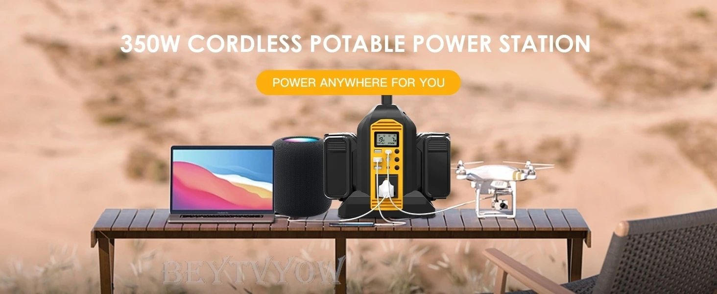Power Inverter Compatible with Dewalt 20V Battery 2 Ports 350W DC 20V to AC 120V