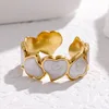 Bague Vintage en acier inoxydable pour femmes, anneau d'ouverture d'huile goutte à goutte blanche, Simple, couleur or, géométrique réglable, bijoux 2023