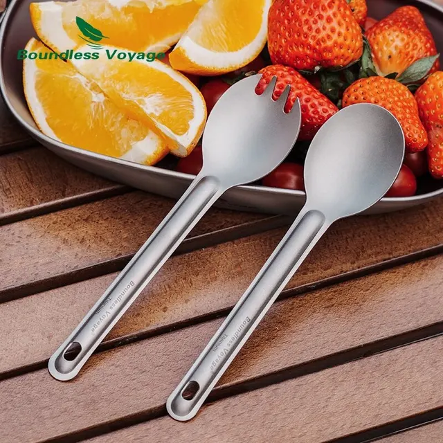 Boundless Voyage Titanium Cutlery – Lightweight Reusable Spoon & Spork Set 6