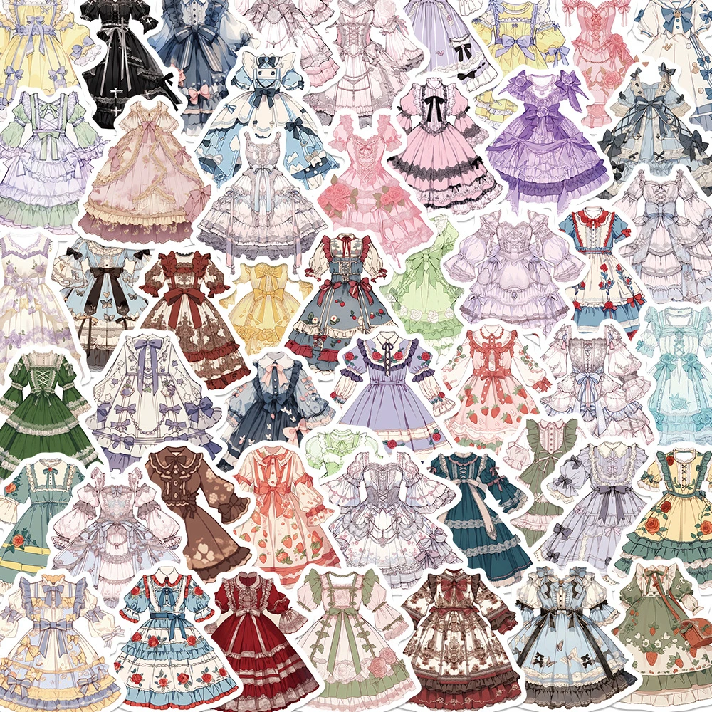 

10/30/50pcs Kawaii Anime Lolita Dress Up Girl Stickers Aesthetic Decals Kids Toys Fridge Laptop Phone Suitcase Cartoon Sticker