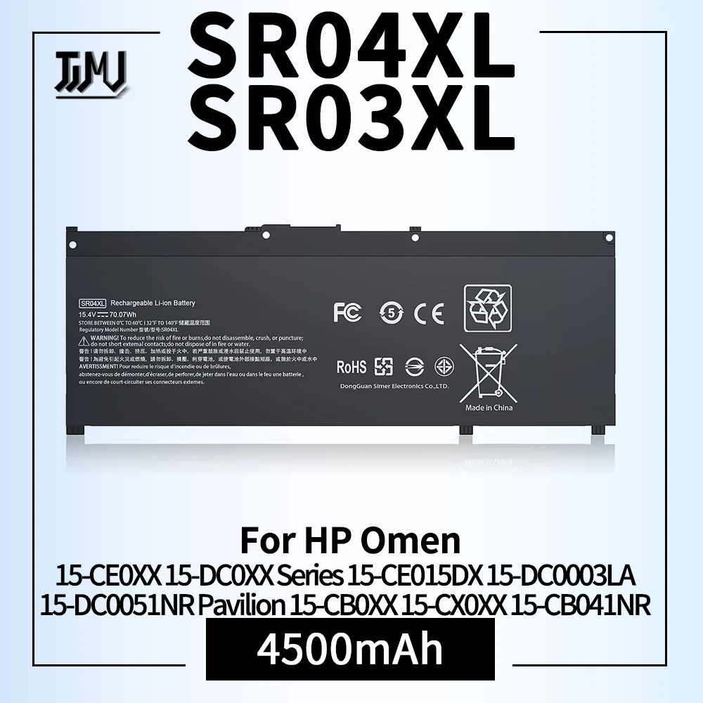 Batteria Sr04Xl Batteria Sr03Xl Per Hp Omen 15-Ce0Xx Serie 15-Dc0Xx Muslimatexlimah Pavilion 15-Cb0Xx 15-Cx0Xx