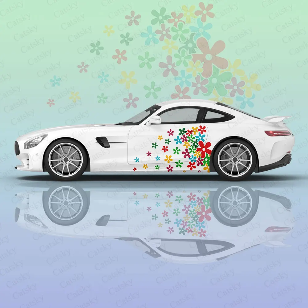 

Красочные Цветочные наклейки на кузов автомобиля Itasha, виниловые наклейки на боковые автомобили, наклейка на корпус автомобиля, Защитная пленка для автомобиля