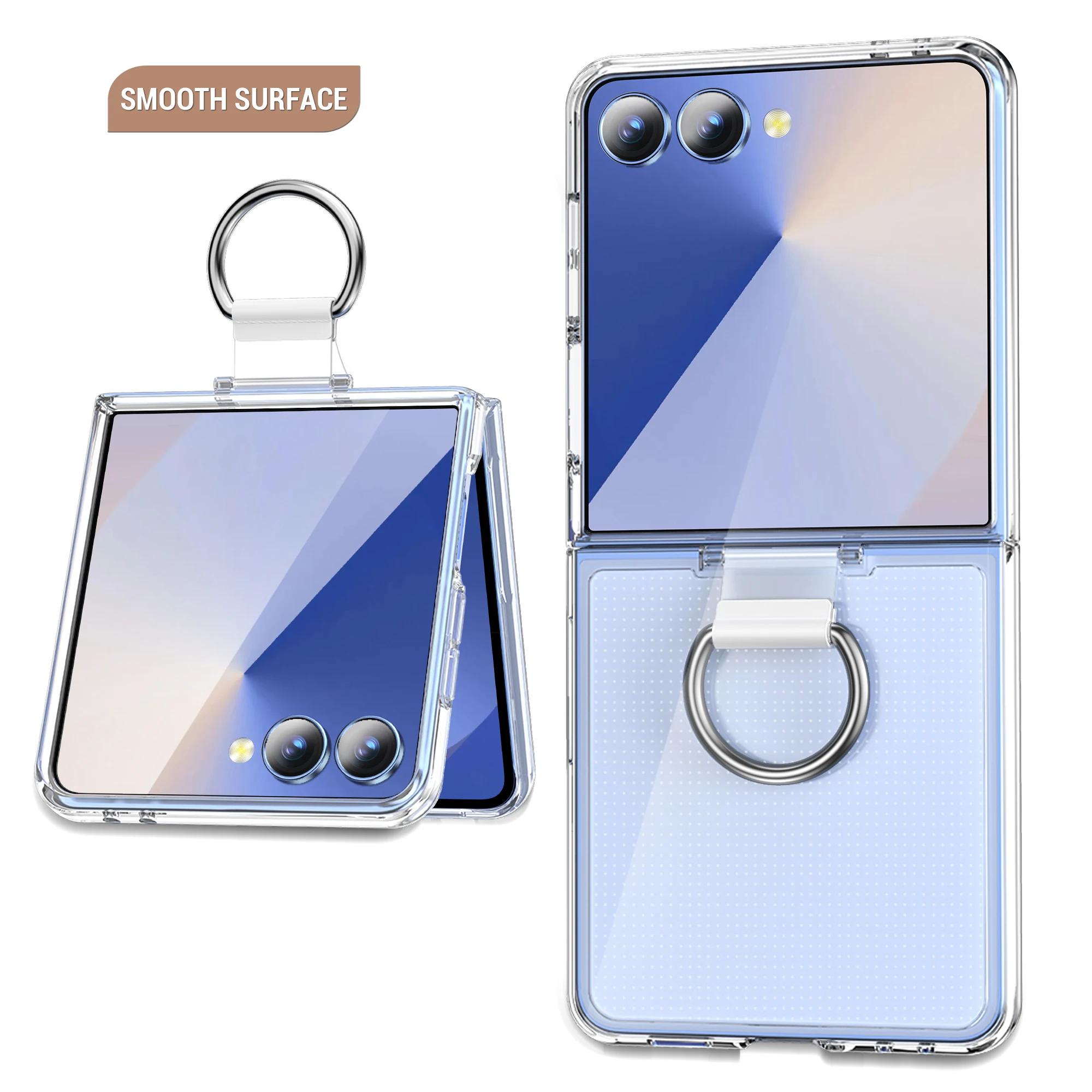 Luxury Matte Grip Ring Case with Finger Buckle - Solid Color Shockproof PC Cover