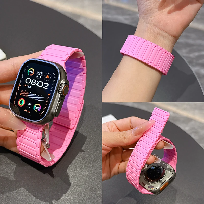 Silicone Watch Strap for Apple Watch 46mm 42mm 49mm 44mm 40mm 45mm 41mm IWatch Ultra 2 Series 10 9 8 7 6 SE 5 4 3