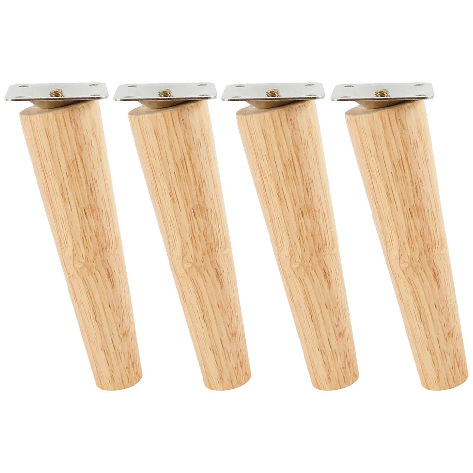4 Piezas Patas Para Muebles Madera Maciza,patas De Madera Cónicas Rectas, Patas De Sofá Para Placas De Montaje Y Tornillos Para Sofá Cama ,Estantería,Armario,Silla,Sillón (Altura Del Pie 8 Cm, Natural