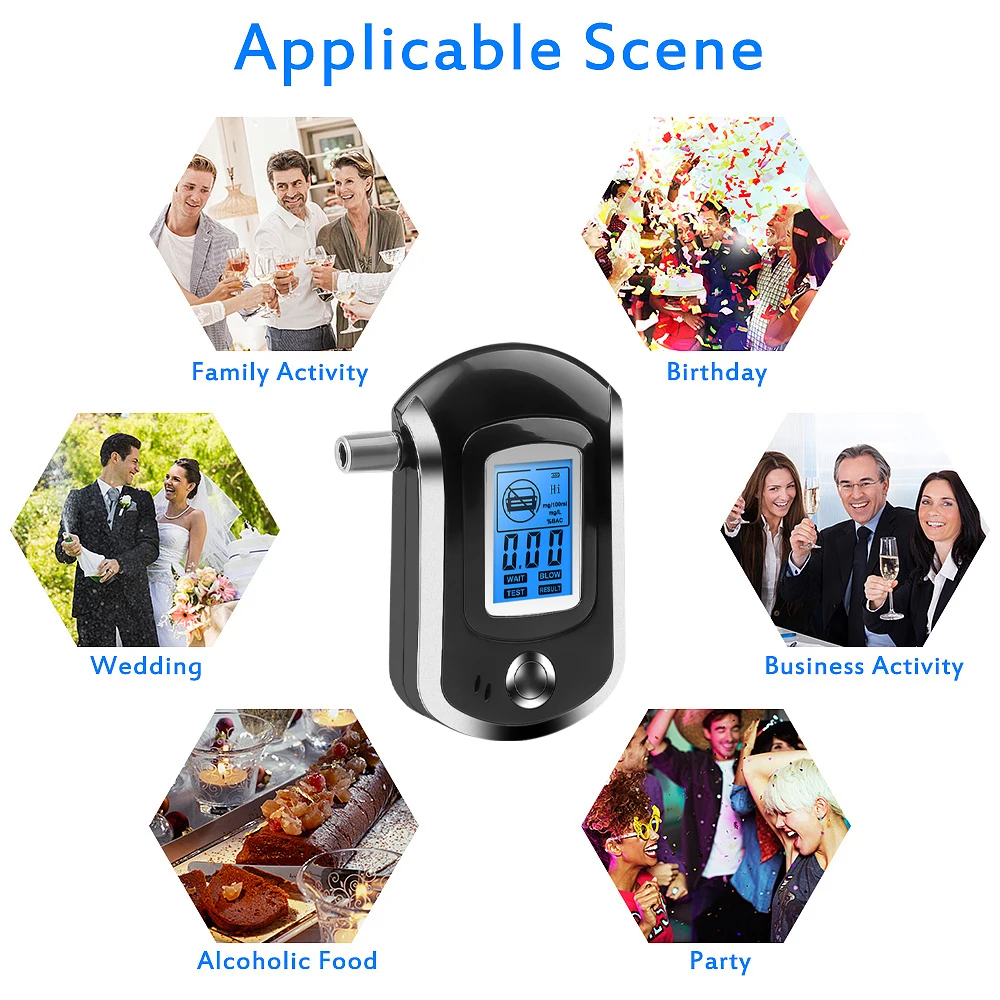 New Professional LCD Display Police Alcohol Detector Digital Breath Alcohol Tester Breath Analyzer Auto Driving Safety Tool alcohol tester breath alcohol tester
