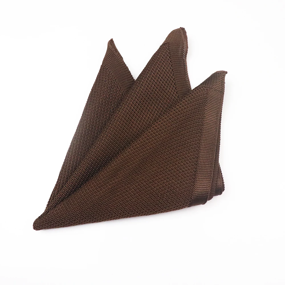 2025 Winter Design Mens Knitted Pocket Square Khaki White Solid Color Handkerchief Wedding Groom Suit Accessories Daily Hanky