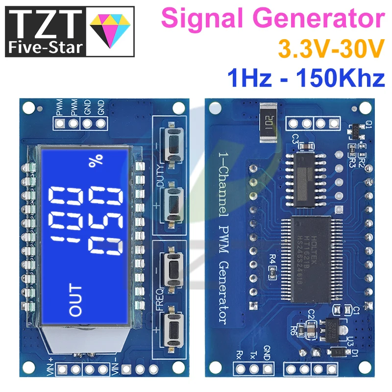 TZT 1Hz-150Khz Signal Generator PWM Board Module Pulse Frequency Duty Cycle Adjustable Module LCD Display 3.3V-30V 1Hz - 150Khz