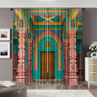 2pcs, spring summer Curtains Indian temple theme Yarn Curtains Versatile Polyester Decorations Ldeal for Living Room, Bedroom, 2