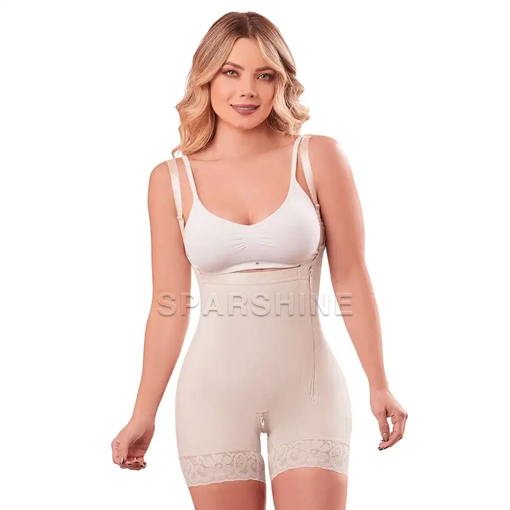 Fajas Colombianas Women Flat Belly Abdomen Control Open-Chest Underwear Zipper Hip Lifting Shapewear