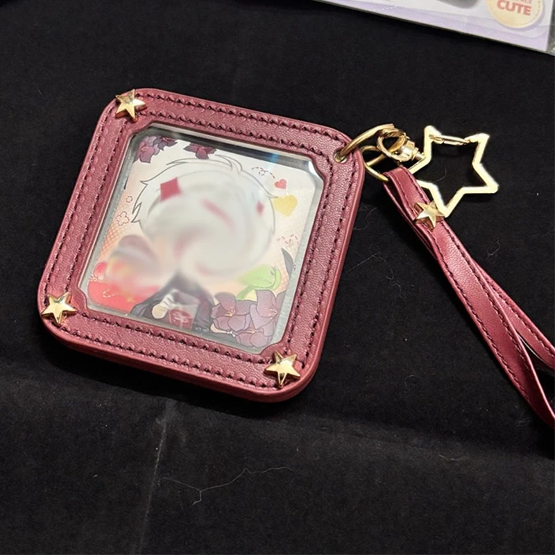 애니메이션 배지 홀더 배지 디스플레이 키체인 겐신 임팩트 혼카이 스타 레일 하츠네 미쿠 사각 배지 보호 커버 가방 펜던트