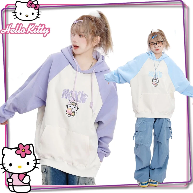 

Sanrio Hello Kitty Cartoon Anime Top Y2K Women's Hoodie Printed Kt Cat Street Trend Hooded Sweatshirt Autumn/winter Warm Hoodie