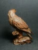 CULTUER ART Japanese boxwood hand carved vivid eagle Figure statue netsuke collectable gift 3