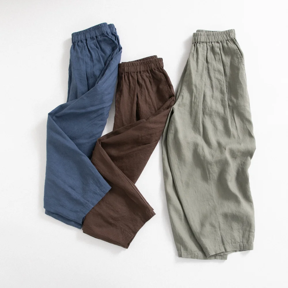 

Pure Linen Loose Pants for Women, Modified Leg Shape, Hidden Meat Slim 9-Point Small Feet Pants, Spring and Summer 3283