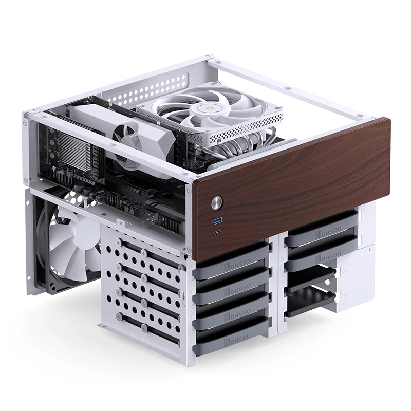 JONSBO N4 미니 NAS 섀시 홈 오피스 엔터테인먼트 게임 컴퓨터 서버 ITX 호스트 8디스크 지원 SFX 전원 공급 장치 섀시