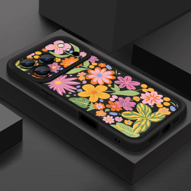 Pink Flowers Print TPU Soft Silicone Phone Cover
