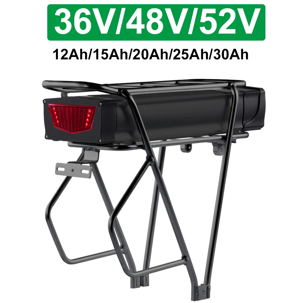 36V 30Ah 20Ah Portapacchi Posteriore E-Bike Batteria 48V 52V Agli Ioni Di Litio Per Bicicletta Elettrica Batteria Pack 18650 Cell 500W 1000W 1500W