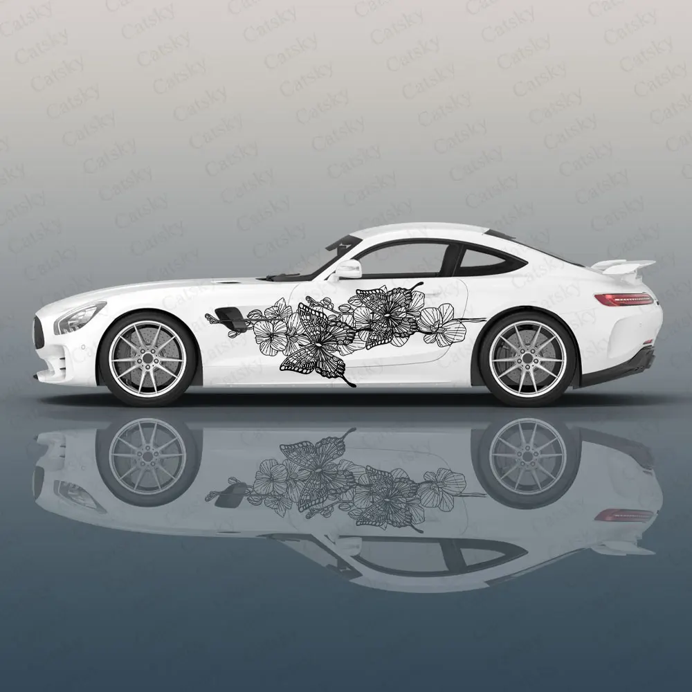 

Черная Автомобильная наклейка с принтом бабочки на заказ, наклейка на капот, дверь, корпус, Виниловая наклейка, графическая оболочка, аксессуары для украшения