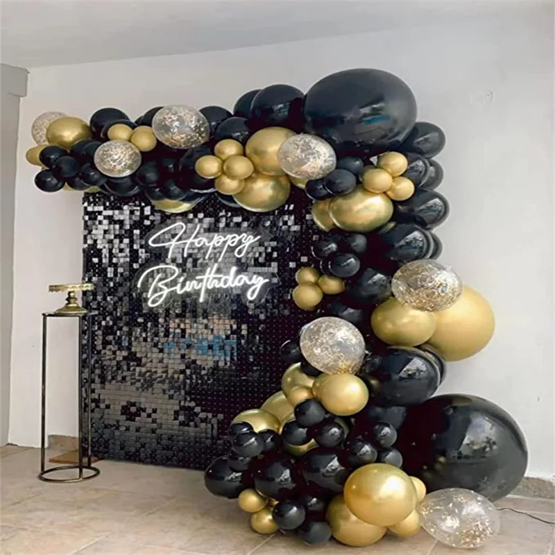 

Black Balloon Garland Adults 30th 40th 50th Birthday Ballon Arch Kit Gold Confetti Balloons Graduation Wedding Party Decorations