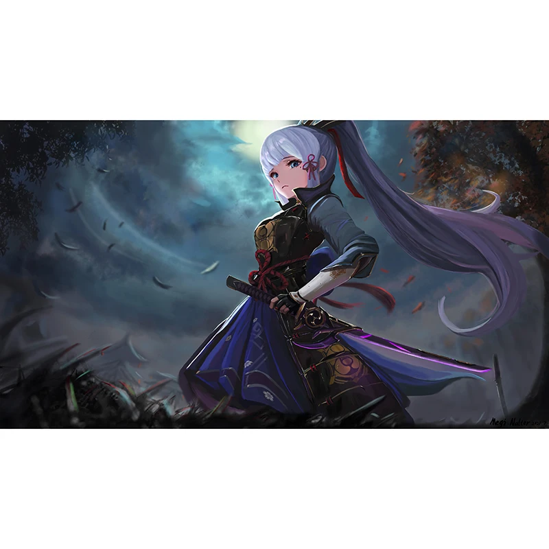 Anime Playmat YuGiOh Kamisato Ayaka Deck TCG Mat Board GameTrading Cards Mat CCG Playpad Rubber Mousemat Pad Desk Pad 60x35cm