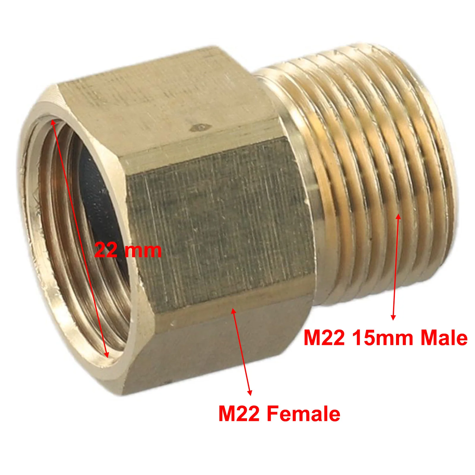 

Pressure Washer Adapter Metric Adapter Parts Universal 1 Pc 4500 PSI Brass Fittings M22 15mm Male Thread To Durable