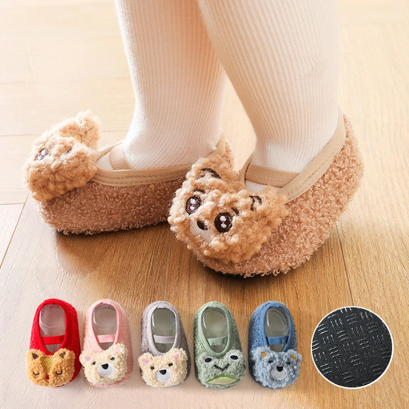 

Boys Girls Winter Warm Sneakers Anti-slip Socks Baby Floor Socks First Walker Non-slip Toddler Newborns Cartoon Leg Warmers
