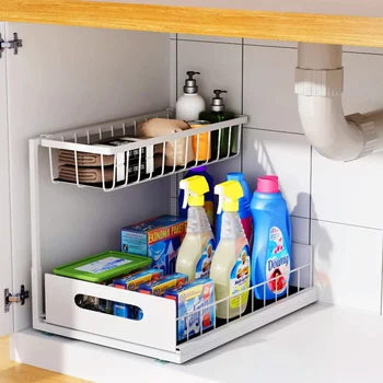 Under Sink Sliding Basket Organizer 1