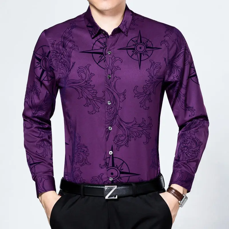 

Spring Autumn Long Sleeve Polo-Neck Blouses Streetwear Fashion Men Holiday Lapel Top 2023 Business Office Mens Designer Clothes