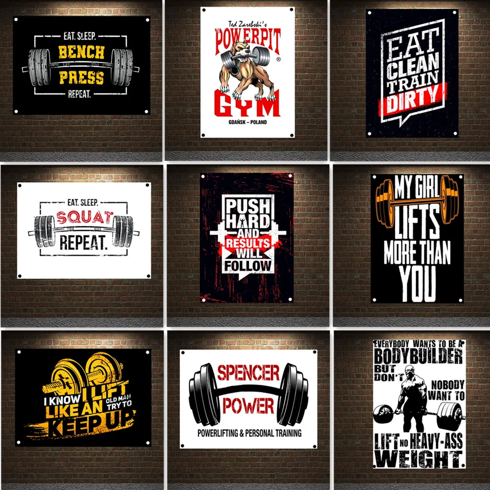 

Декор для тренажерного зала мужской баннер для тренировки мышц тела, настенный подвесной флаг, упражнения для бодибилдинга, вдохновляющий постер, Настенная картина
