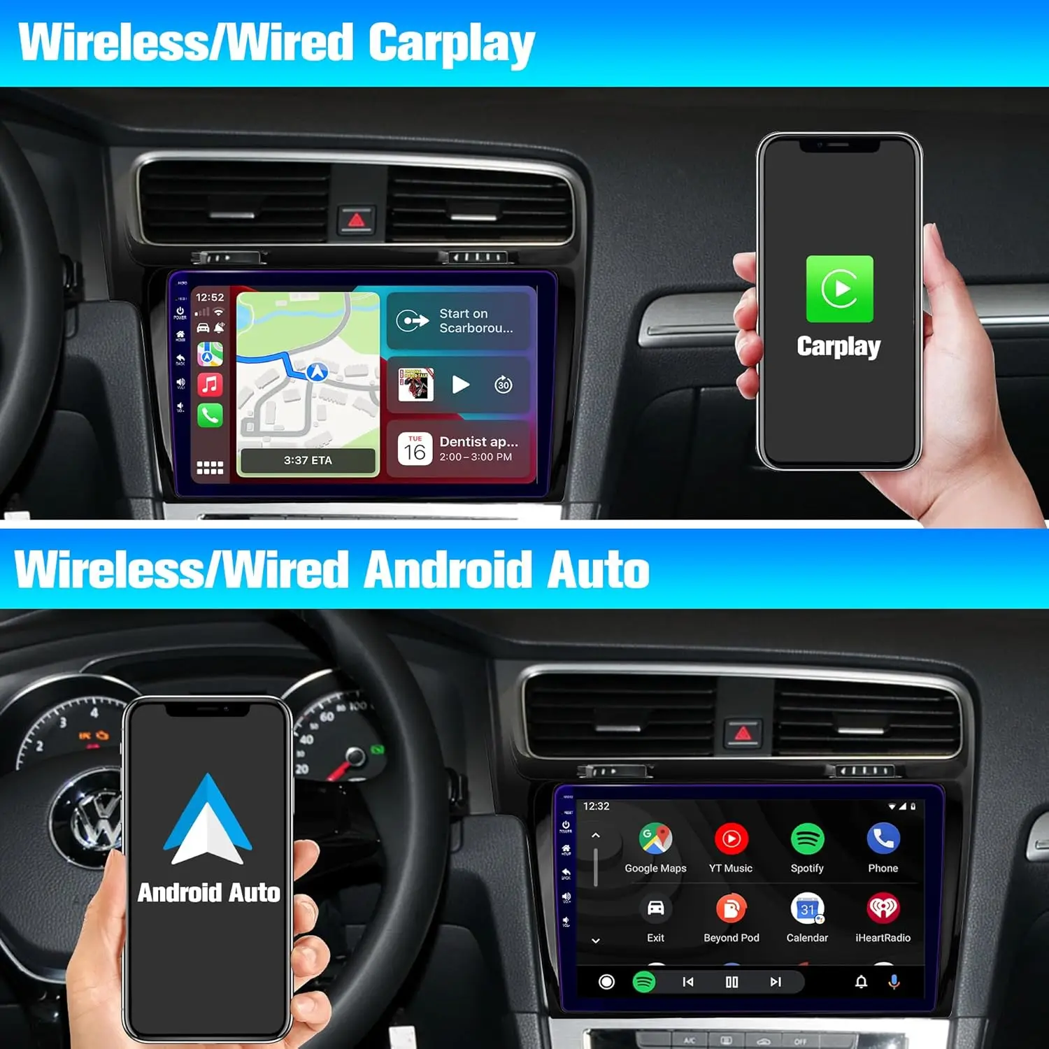 Android 13 Car Radio for VW Golf 7 (Golf VII) 10.1'' Blu-ray Touch Screen Suppor