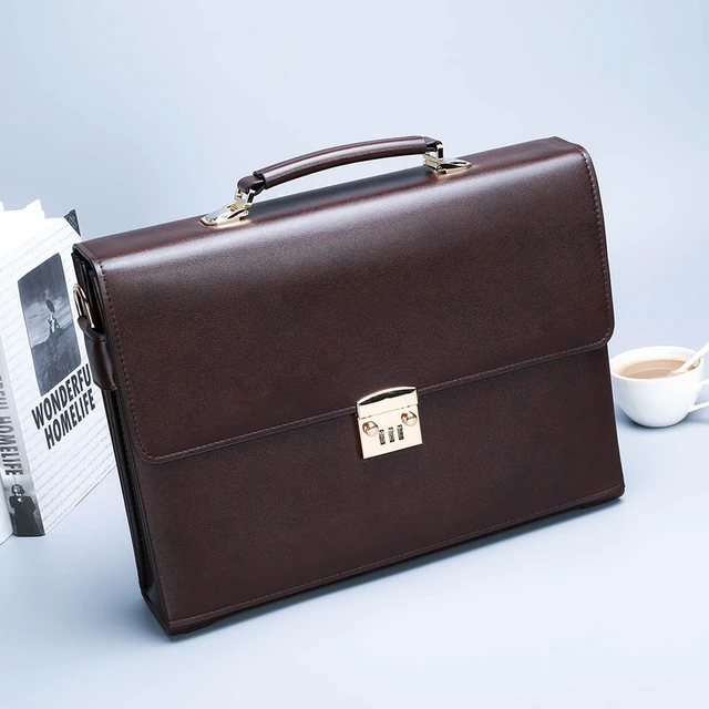 High Quality Men's Business Handbags Retro Password Lock Briefcase