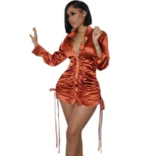 

Women's 2022 Spring And Autumn New Ladies Shirts Long Sleeves Solid Color Lapel Casual Shirts Tops Sexy Ruffled Mini Dresses