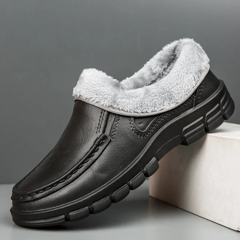 

Men Boots Waterproof Winter Shoes For Men Slip On Ankle Boots Keep Warm Snow Botas Hombre Kitchen Oil Resistant Work Shoes
