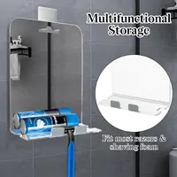 Acrylic shaving anti-fog mirror with built-in shelf Bathroom mirror Daily makeup mirror with stainless steel hook Large size ant - Image 3