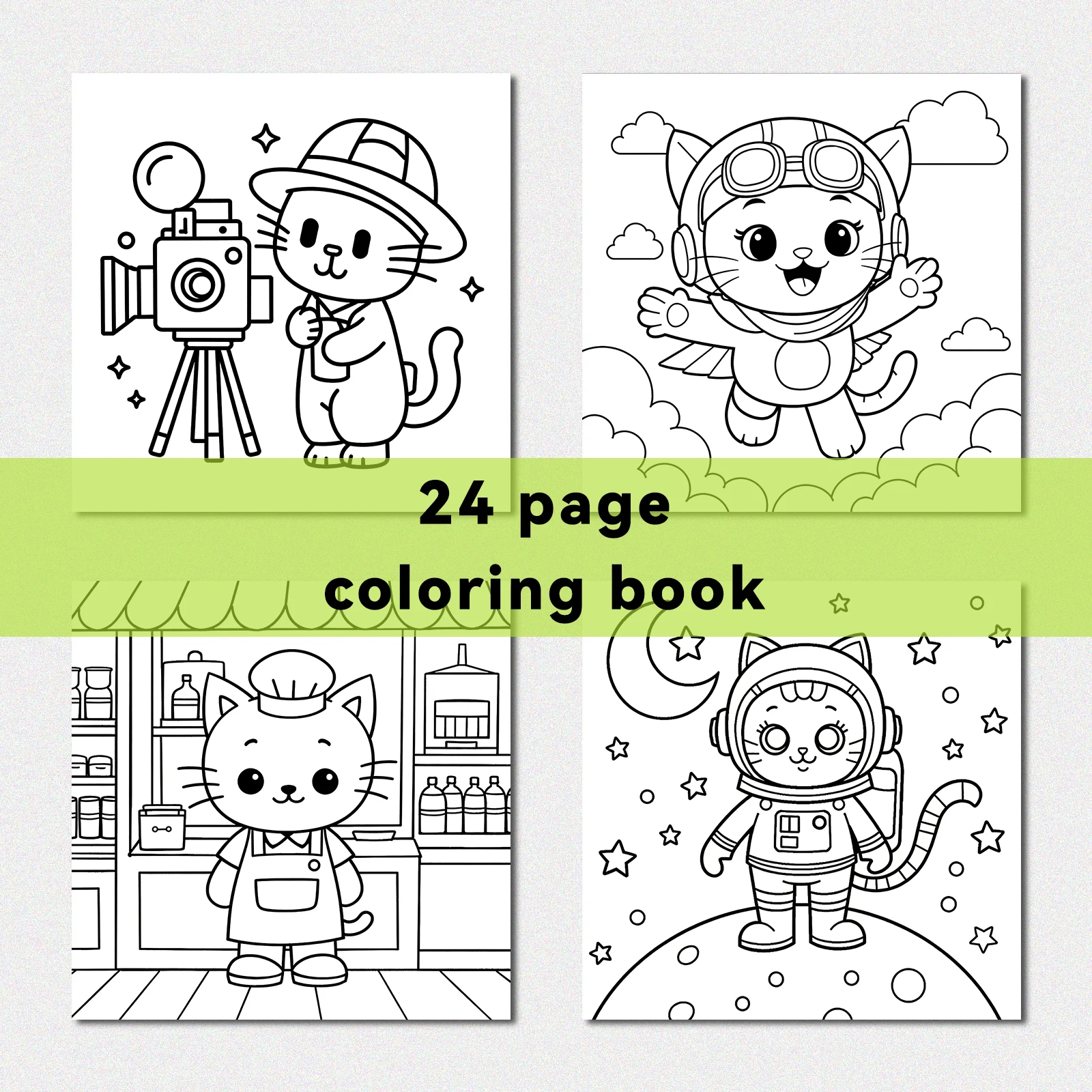 CUTE CAT Bold-easy Coloring Book for Adults Picture Book 24 Page Cute Drawing Books Perfect Gift for Party and Birthday 4