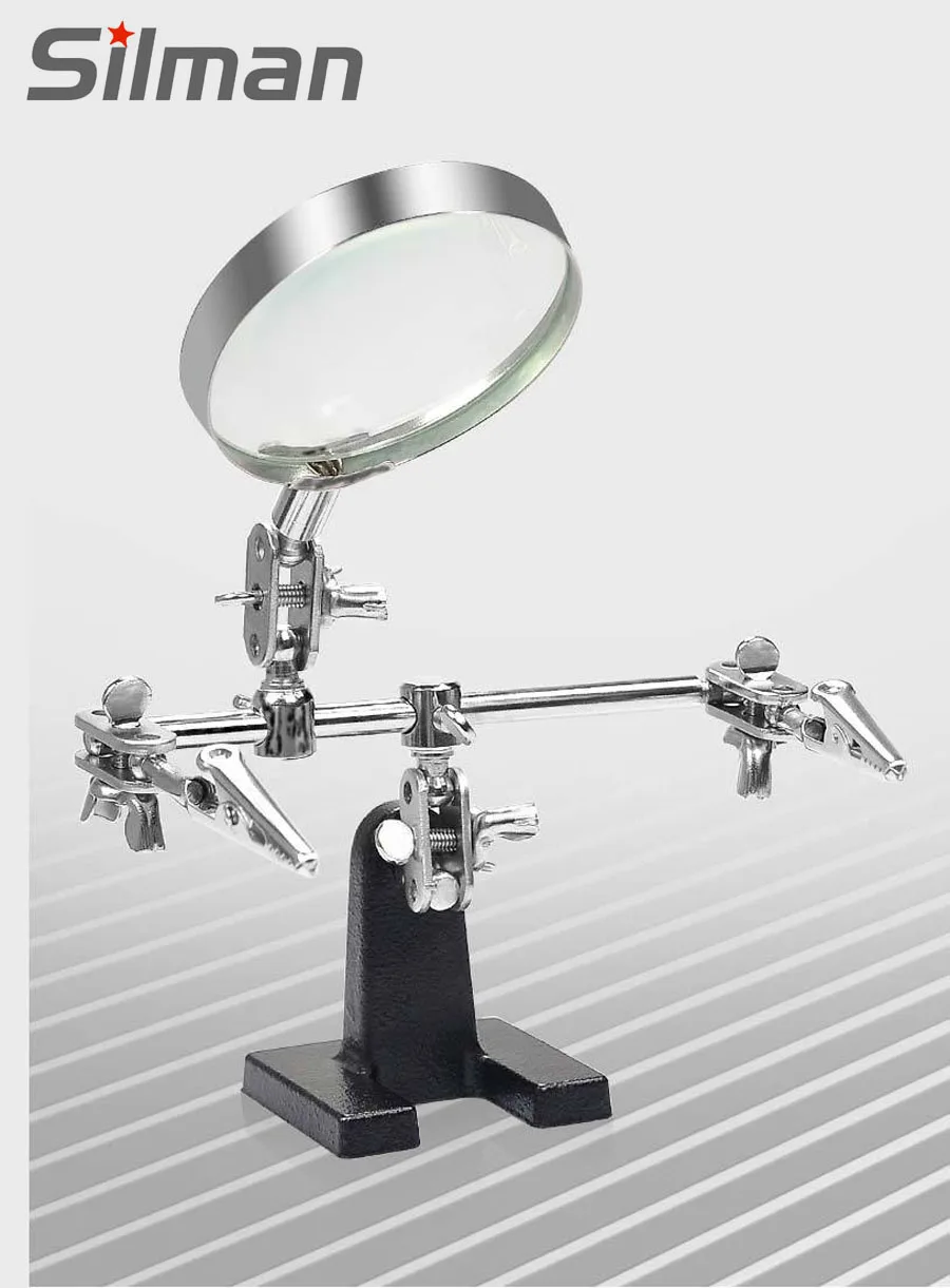 Helping Third Hand Tool Soldering Stand 5X Welding Magnifying Glass 2 Alligator Clips 360 Degree Rotating Adju Repair Tool