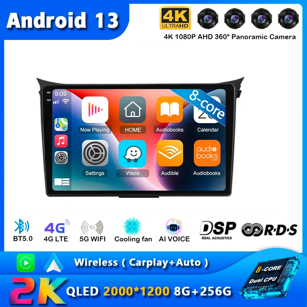 

Автомобильный радиоприемник Carplay, Android 13, для Hyundai I30 Elantra GT 2012 2013 2014-2017, GPS-навигация, мультимедийный плеер, стерео, Wi-Fi + 4G BT
