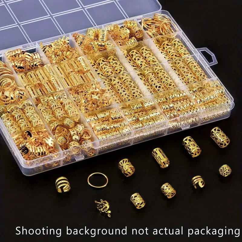 220 Stück Metall-Haarspangen, Flechtringe und Manschetten, böhmische ausgehöhlte Dreadlock-Perlen für Frauen, DIY-Zopfschmuck, Haar-Accessoires